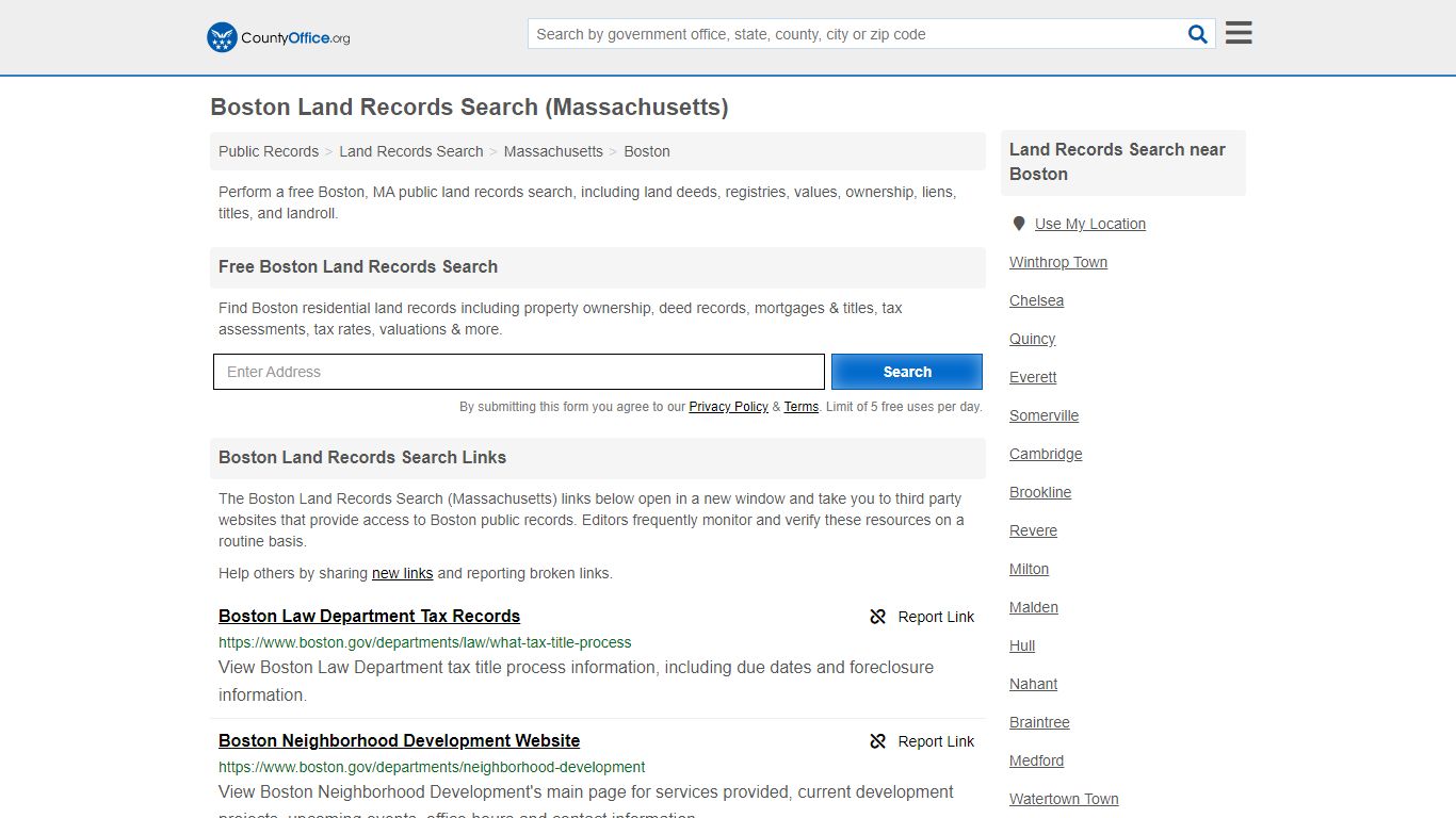 Land Records Search - Boston, MA (Deeds, GIS Maps, Liens ...