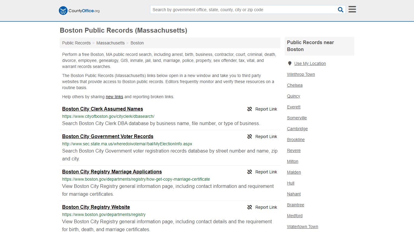 Public Records - Boston, MA (Business, Criminal, GIS ...