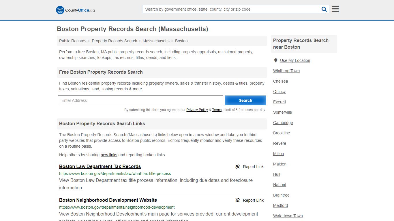 Property Records Search - Boston, MA (Assessments, Deeds ...